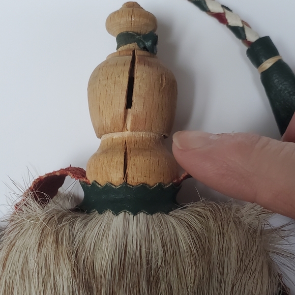 Vintage Folk Art Hungarian Shepherd's Canteen Kulacs Fur Leather Handmade - Picture 4 of 10